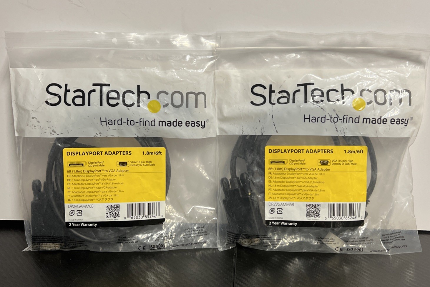 NEW SEALED StarTech 6ft  1.8m DisplayPort to VGA ADAPTER  DP2VGAMM6B Lot Of 2