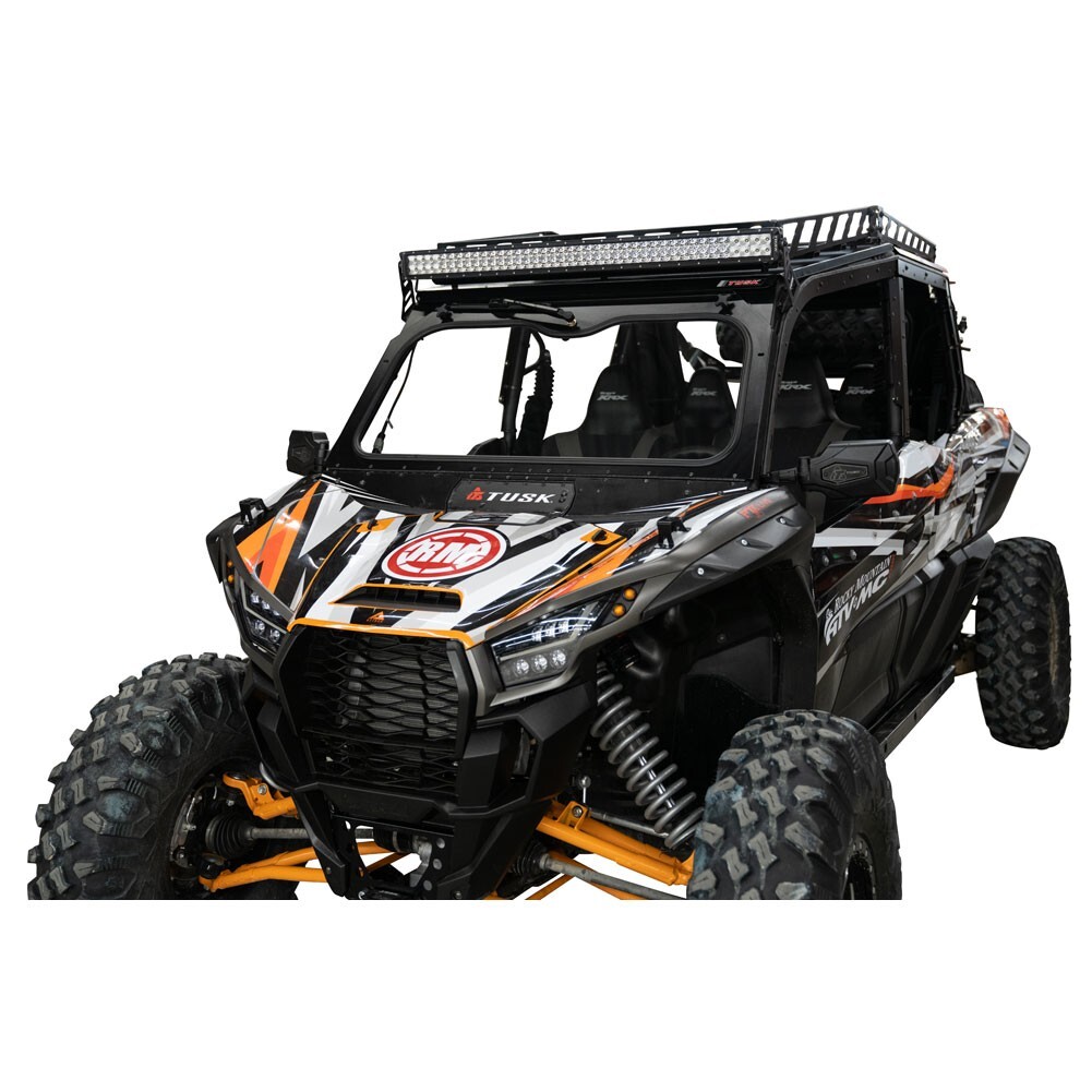 Tusk UTV Folding Glass Windshield with Wiper Fits Kawasaki Teryx KRX 1000