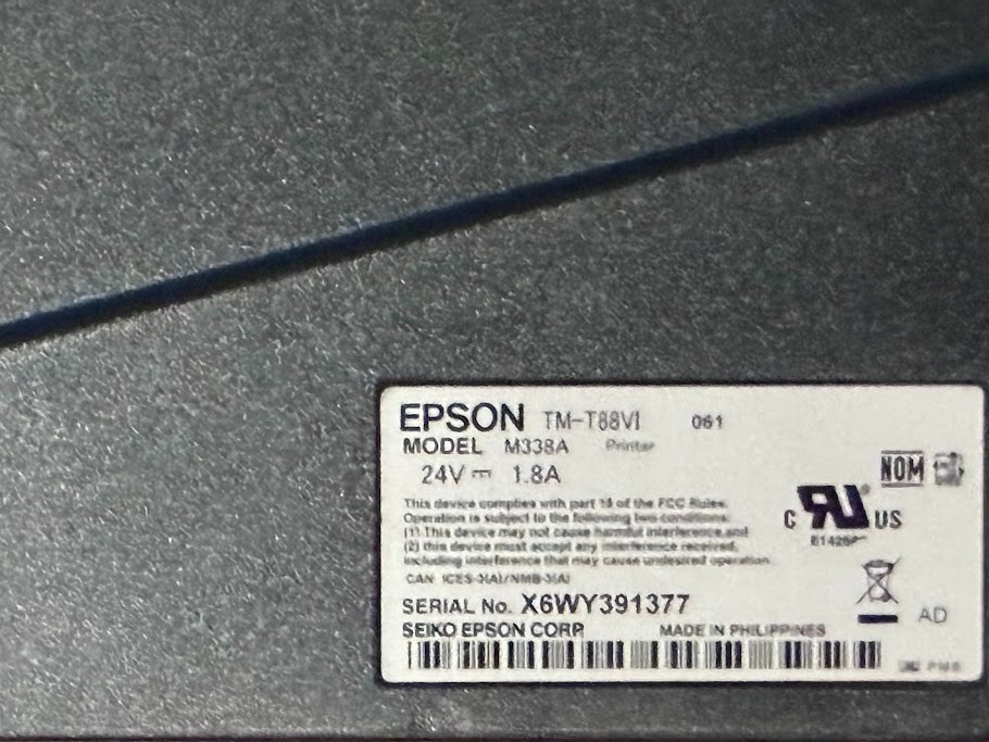 Epson TM-T88VI POS USB Thermal Printer M338A - Refurbished