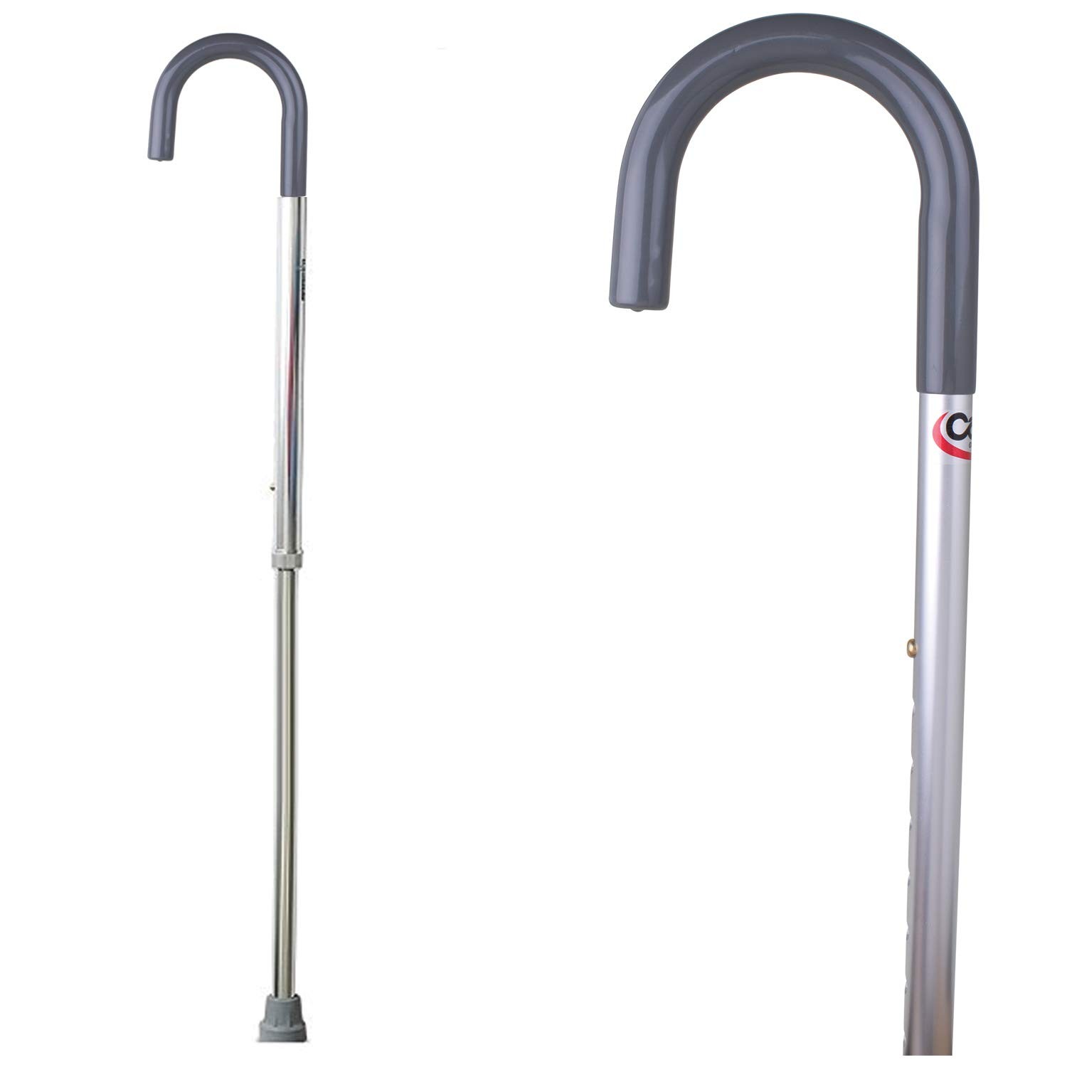 Carex Cane for Men - Men's Round Handle Silver Cane - Adjustable Walking Cane