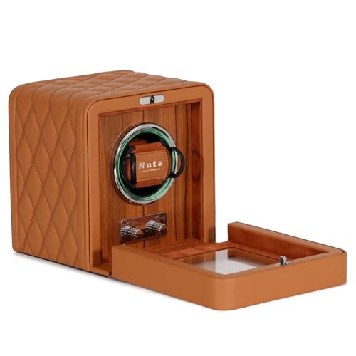 Watch Winder - Brown Quilted Microfiber Leather