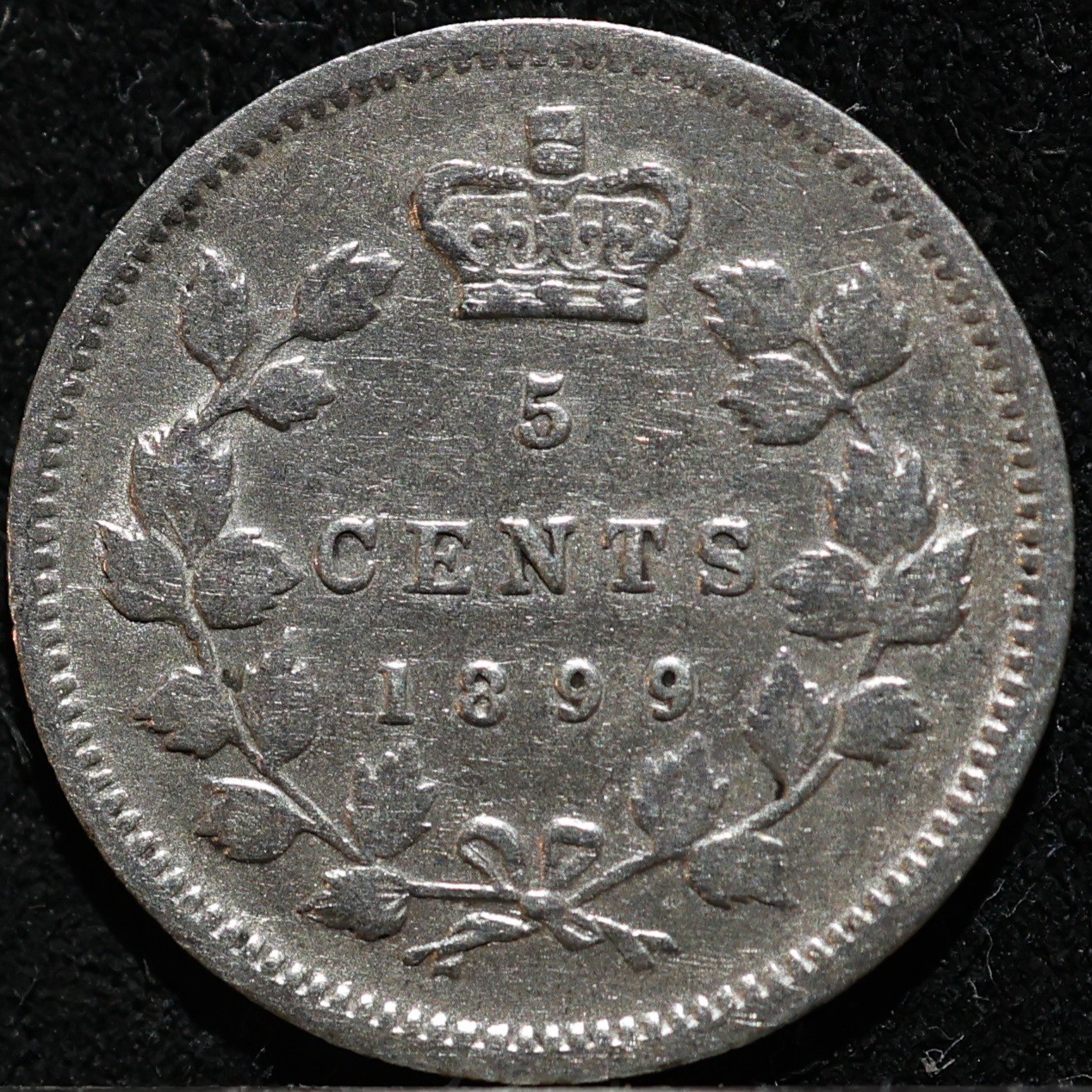 5 Cent Canada 1899 Old Antique Small Silver Coin Scarce Grade Victoria