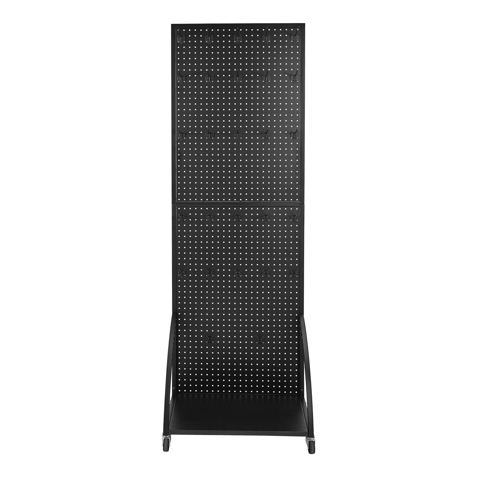 Uimoso Black Pegboard Stand with 30 Hooks and Display Panel