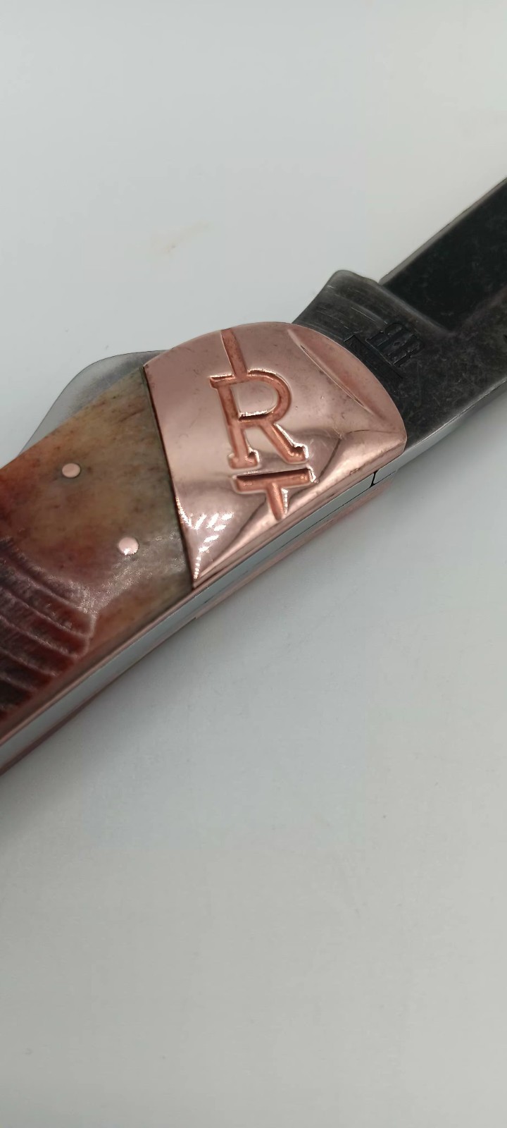 Rough Rider Jumbo Trapper Brown Stag Bone Stainless Folding Knife