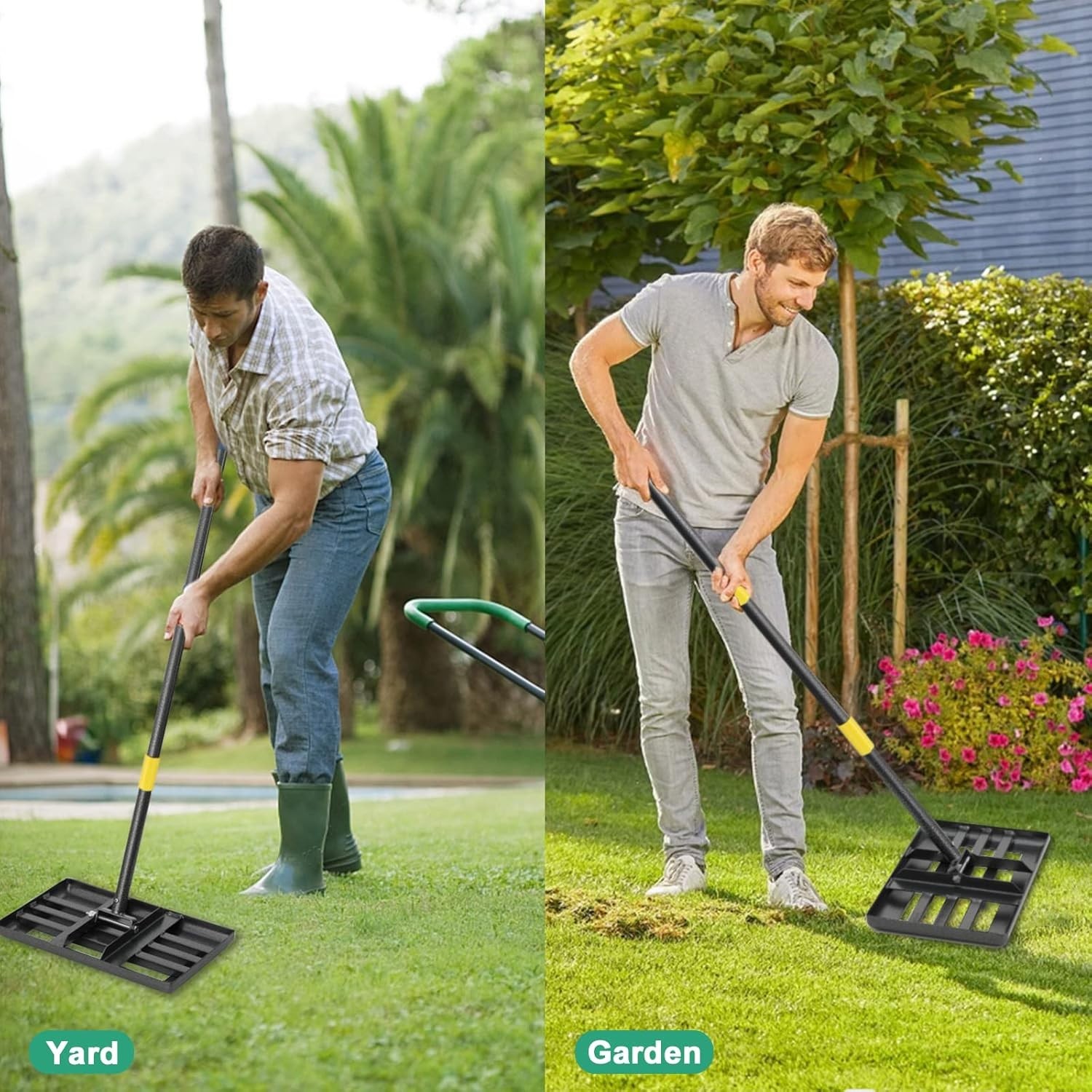 17x10 Lawn Rake with Adjustable Handle for Yard Leveling and Smoothing