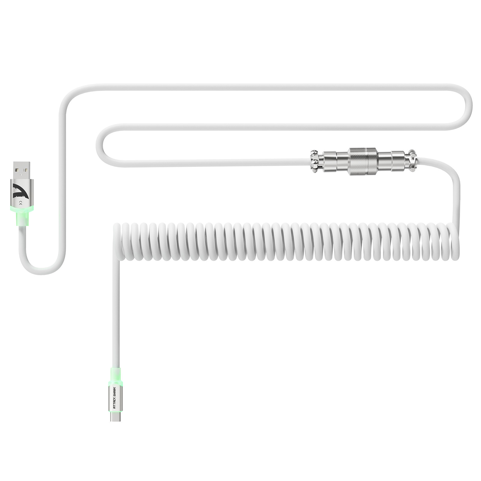 ATTACK SHARK C01 ULTRA Custom Coiled USB-C Cable for Keyboard/Mouse, RGB Light