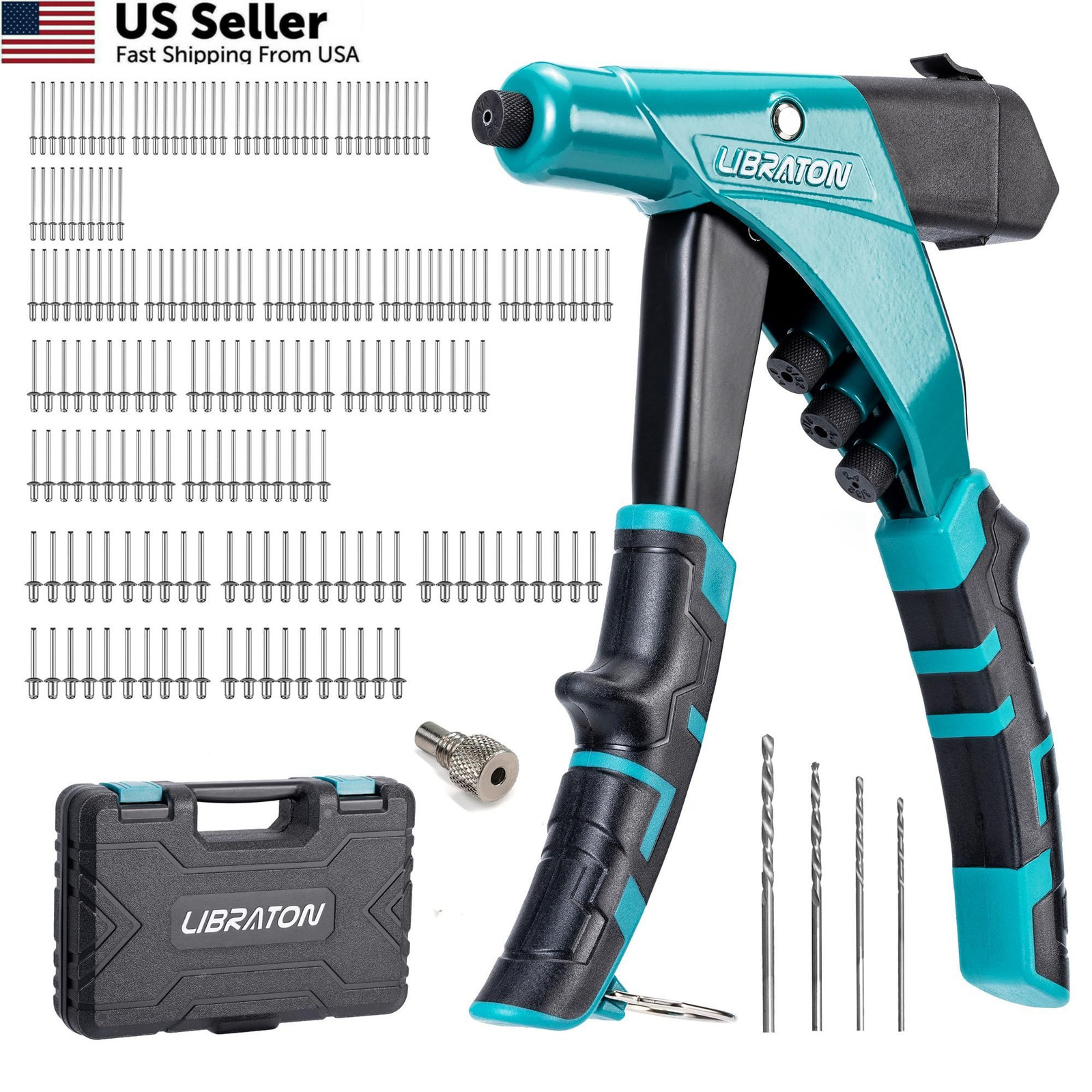 LIBRATON Professional Heavy Duty Rivet Gun, Gun with Shaft Container