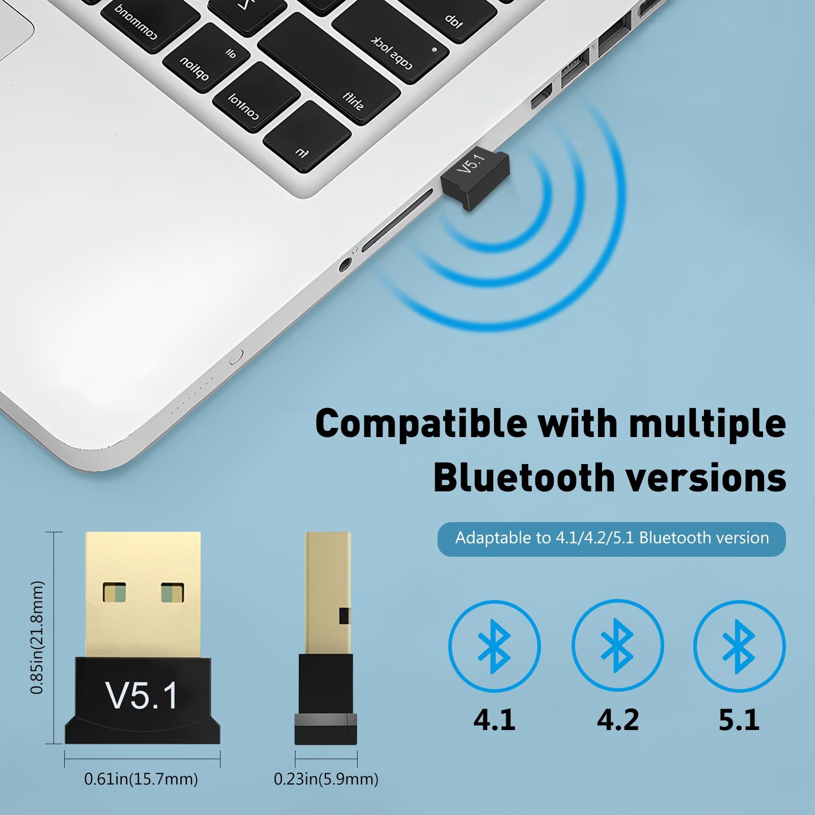 2 Pack Bluetooth 5.1 EDR USB Adapter for PC Receiver - 2Pack-BT5.1