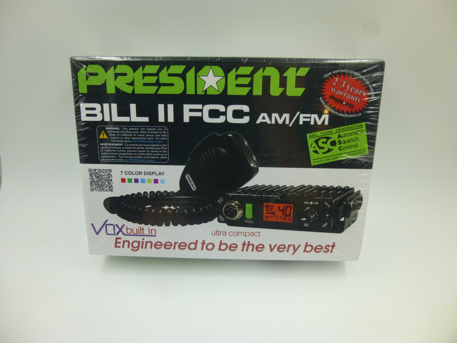 Sealed President Bill II FCC Compact CB Radio AM/FM with 40 Channels LCD Display