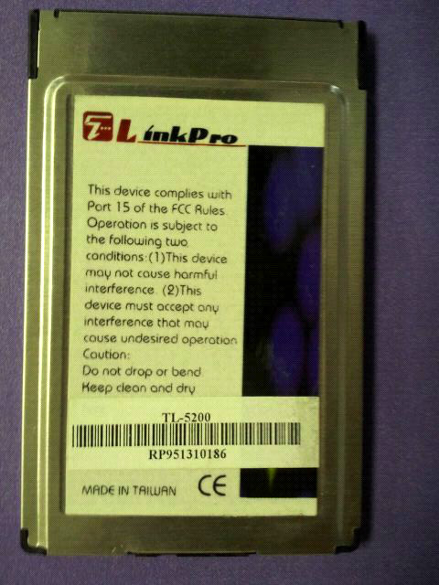 LINKPRO TL 5200 PCMCIA ETHERNET ADAPTER