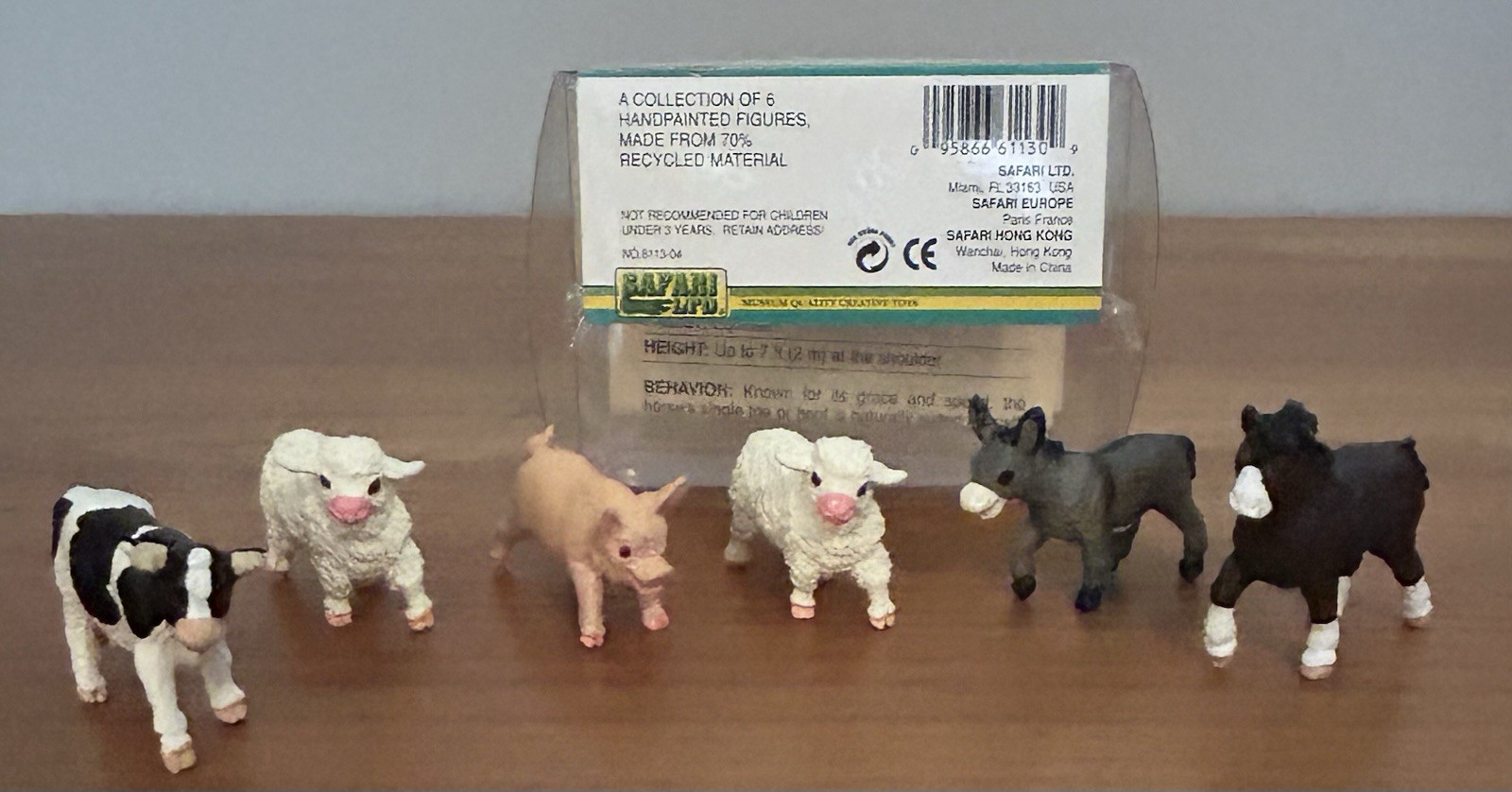 Safari Ltd. Lot Of 6 Farm Animals Cow, 2 Sheep, Donkey, Horse & Pig Figures