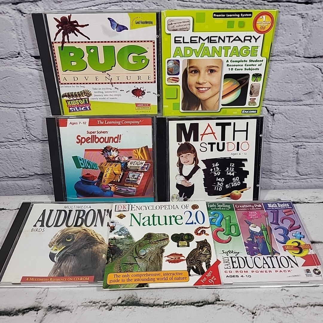 Children's Educational Software Lot Of 7 CD-Roms Math Spelling Science