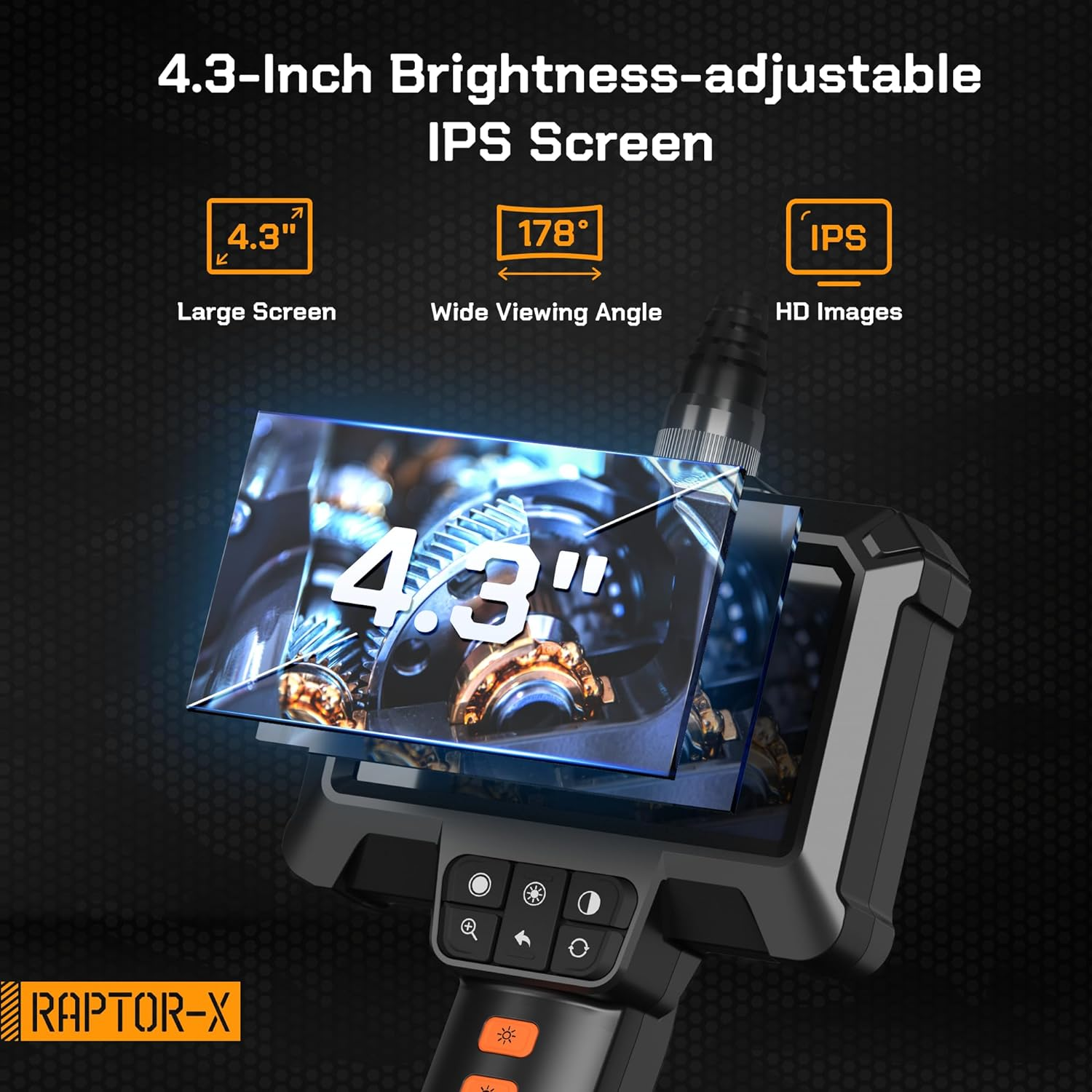 Borescope Inspection Camera Digital Endoscope 1080P Snake LED Light 4.3“ Screen