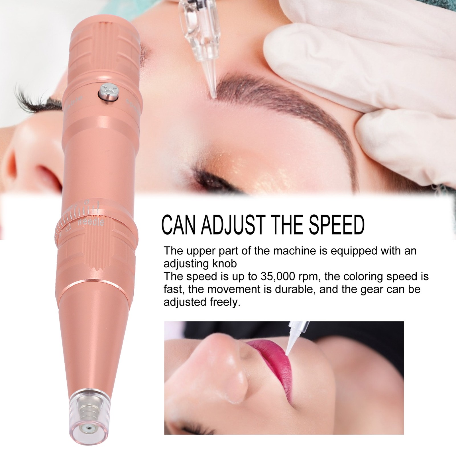 1 Electric Microblading Pen Powerful For Eyebrow Tattoo Rose Gold