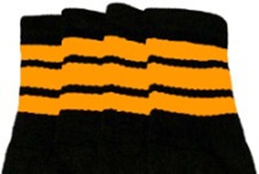 22” KNEE HIGH BLACK tube socks with GOLD stripes style 1 (22-51)