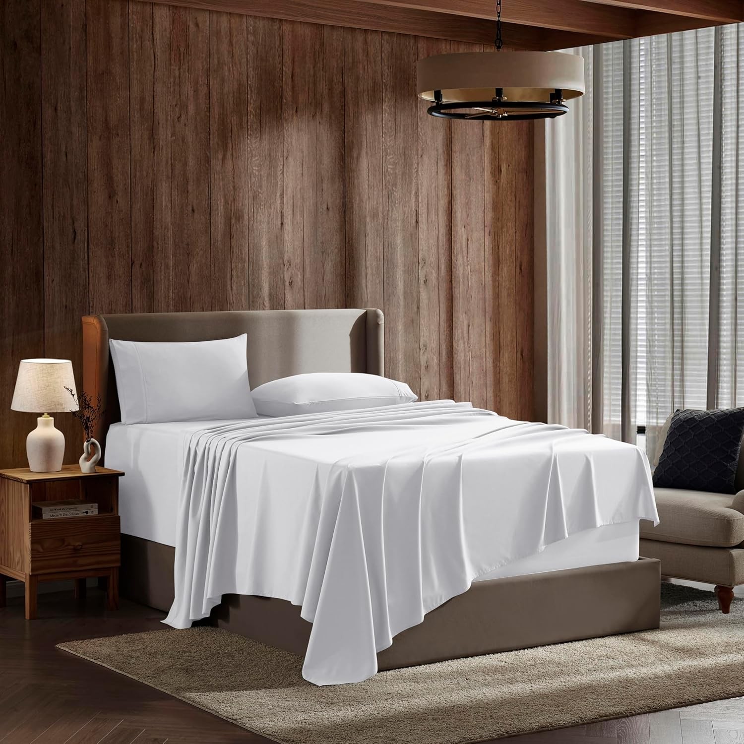 King Size Sheet Set - Luxury 1800 Super Soft Microfibre King Size Sheet, White