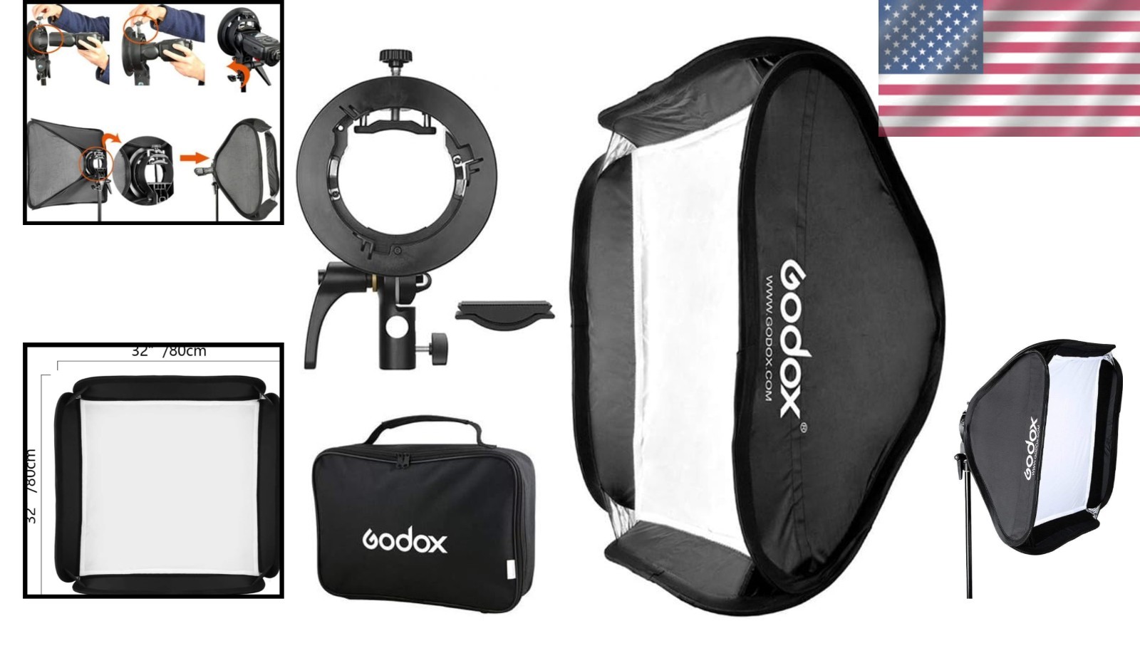 Reflective Silver 31'' Softbox with S-Type Bracket - Effortless Lighting Upgrade