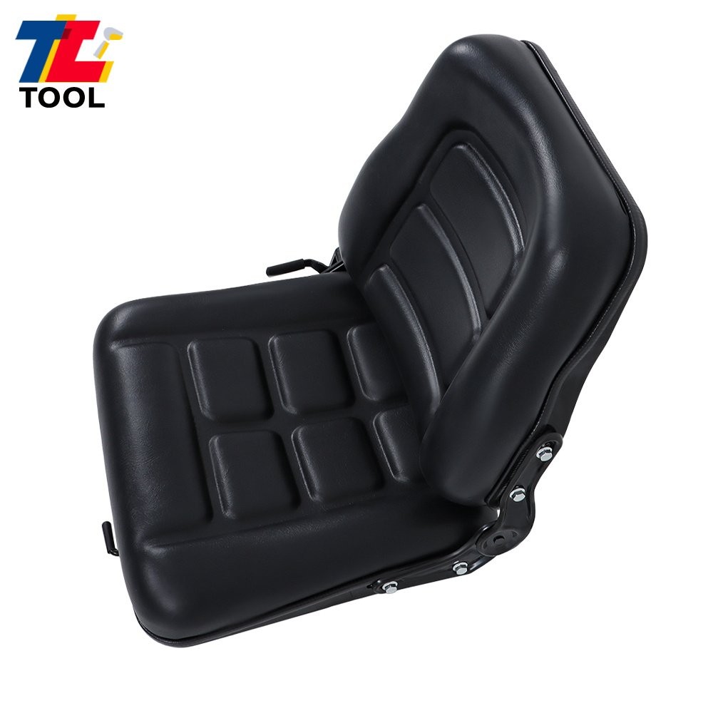 Universal Fold Down Forklift Seat with Adjustable Angle Backrest 0-90° Black