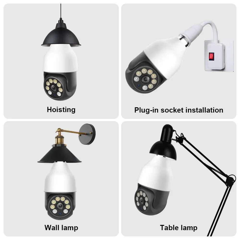 E27 5MP Camera Bulb PTZ Security Video Bulb Surveillance Camera Motion Tracking