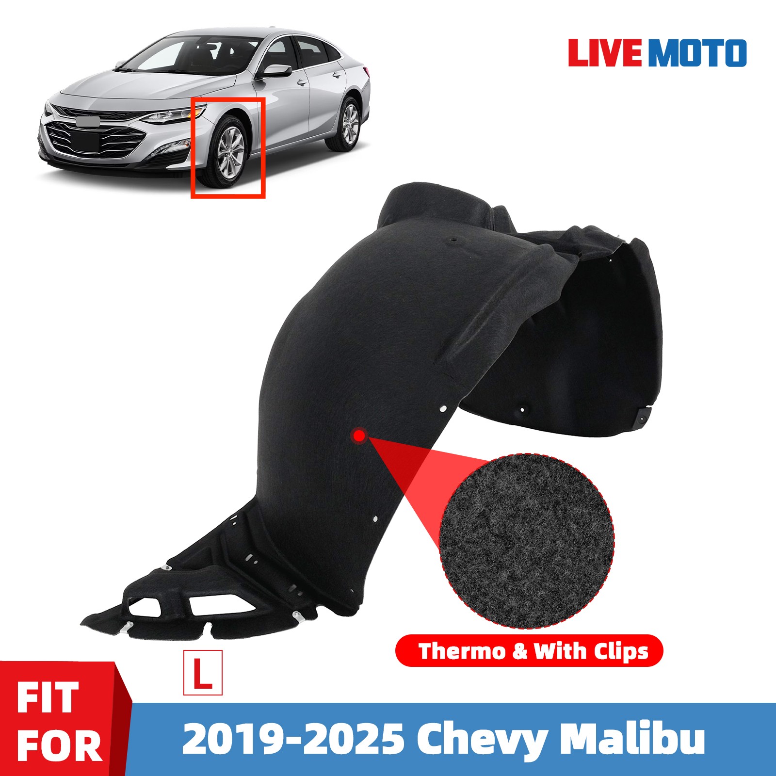 Front Fender Liner Inner Panel Left For 2019-2025 Chevy Malibu 84506561 Thermo