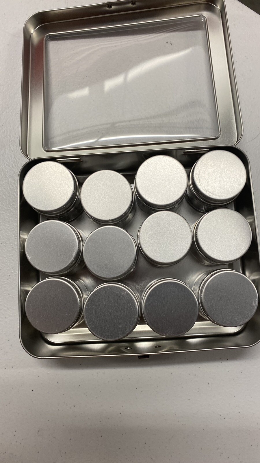 Ranger 12 Media Jars In Metal Storage View Top Flip Latch 8.75” X 6” X 2.5”