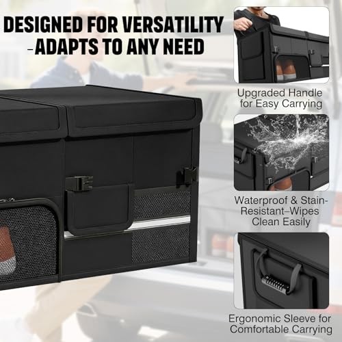 Foldable Car Trunk Organizer with Multi-Compartment – Expandable 30-60L White