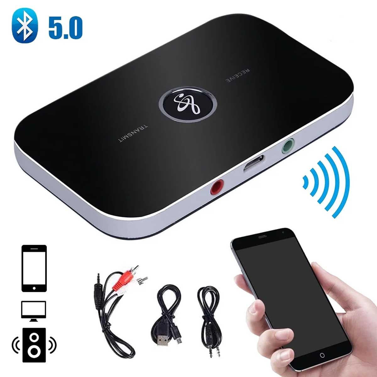 Bluetooth 2 in 1 Receiver & Transmitter Wireless RCA to 3.5mm Aux Audio Adapter