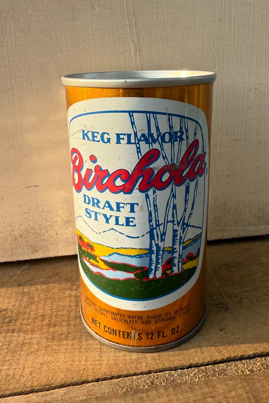Birchola Draft Style Keg Flavor Flat Top Soda Can  12oz