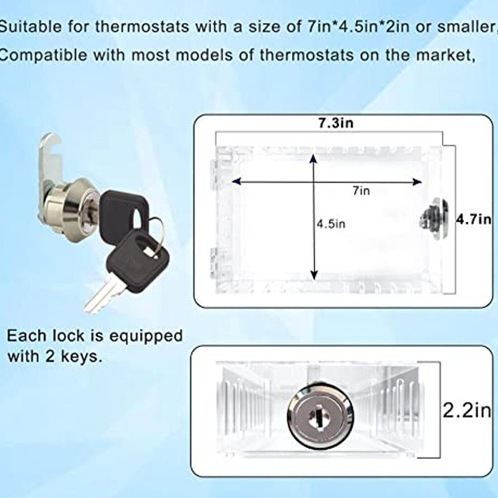 Secure Thermostat Guard Clear Cover Lock Box with 2 Keys for Enhanced Security