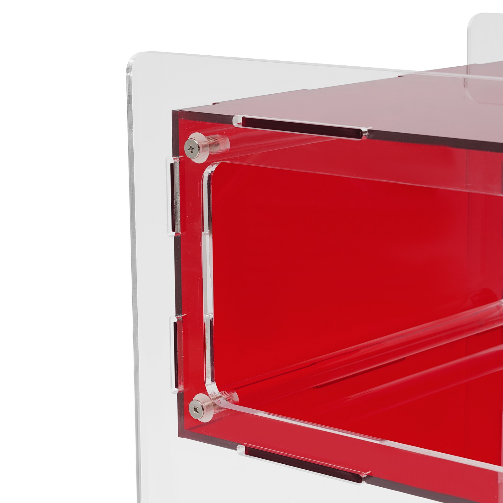 Red Acrylic Side Table, Acrylic Nightstand, Rectangle Storage Shelf