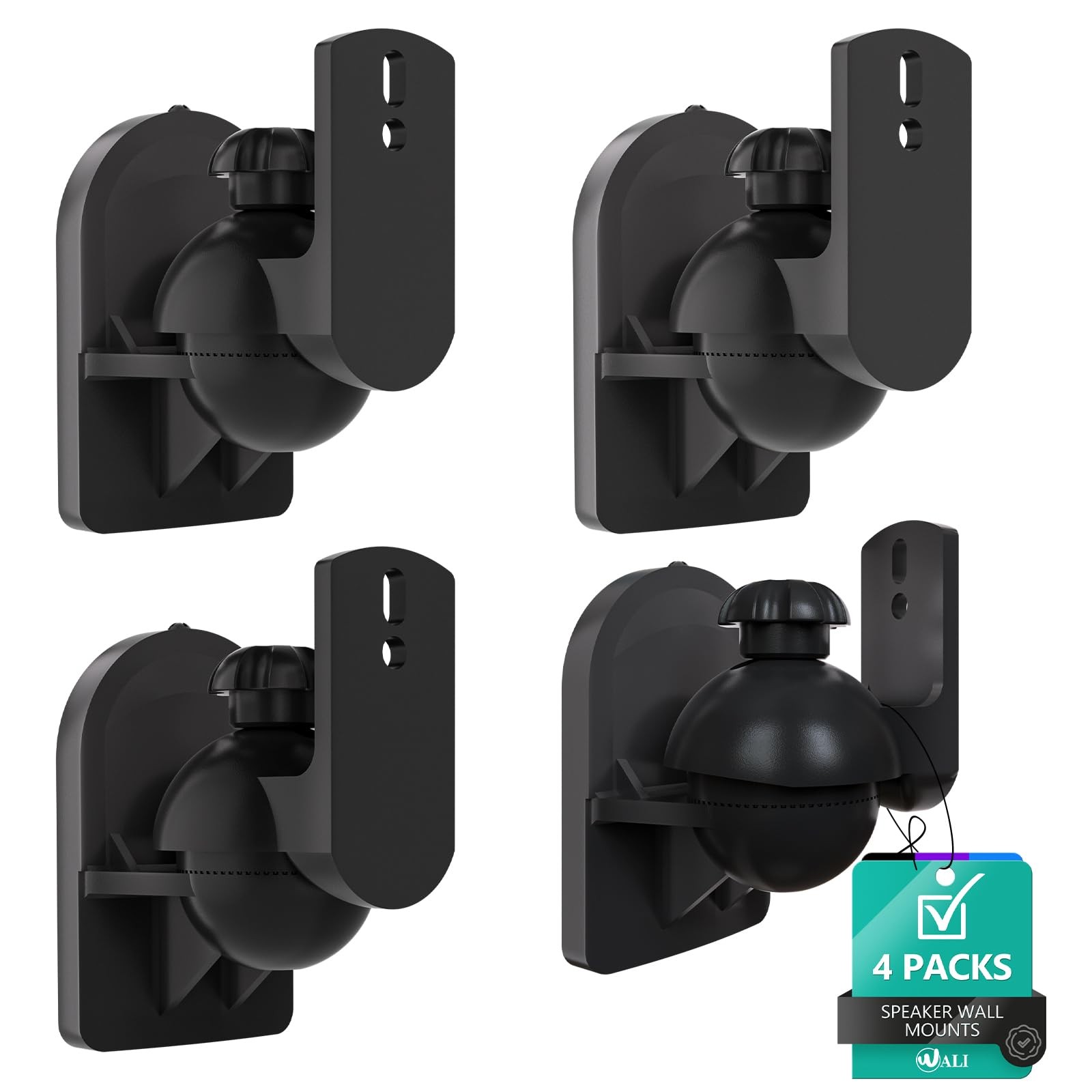 WALI Speaker Wall Mount, Surround Sound Stand with Small, Black