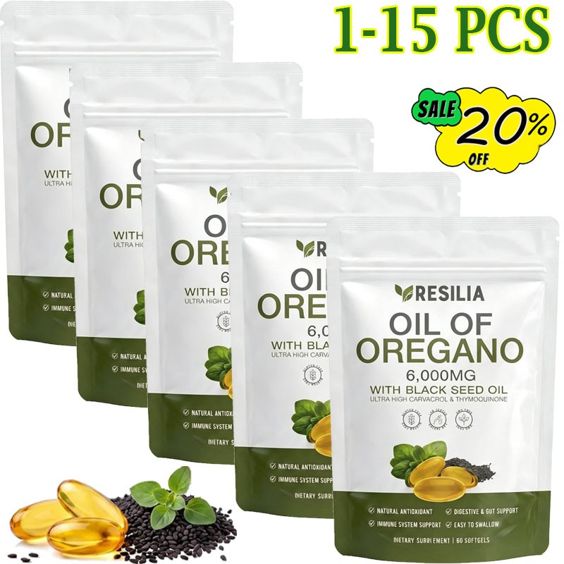 1-15 PCS Resilia Oil of Oregano 6000mg with Black Seed Oil Softgels HOT