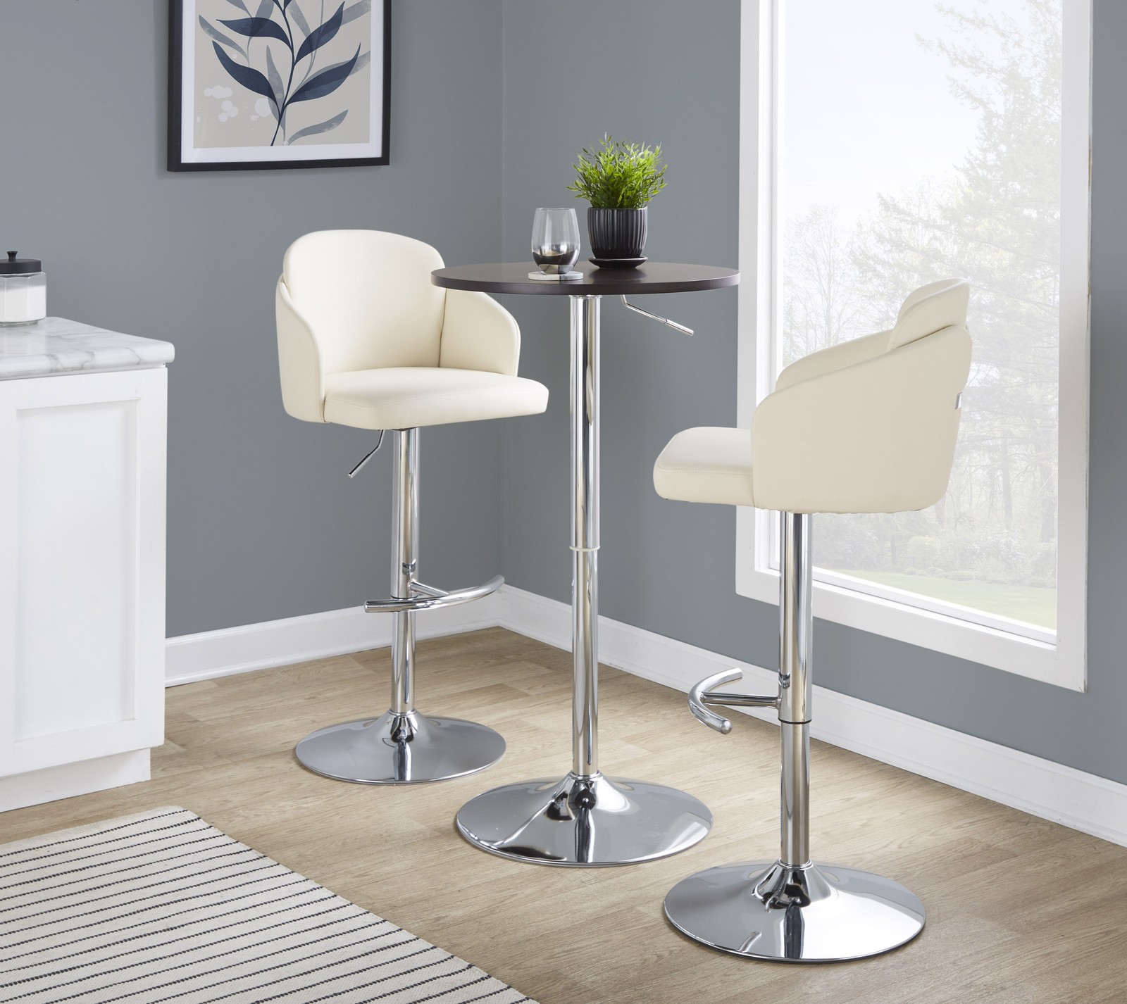 Adjustable Contemporary Bar Table in Brown by