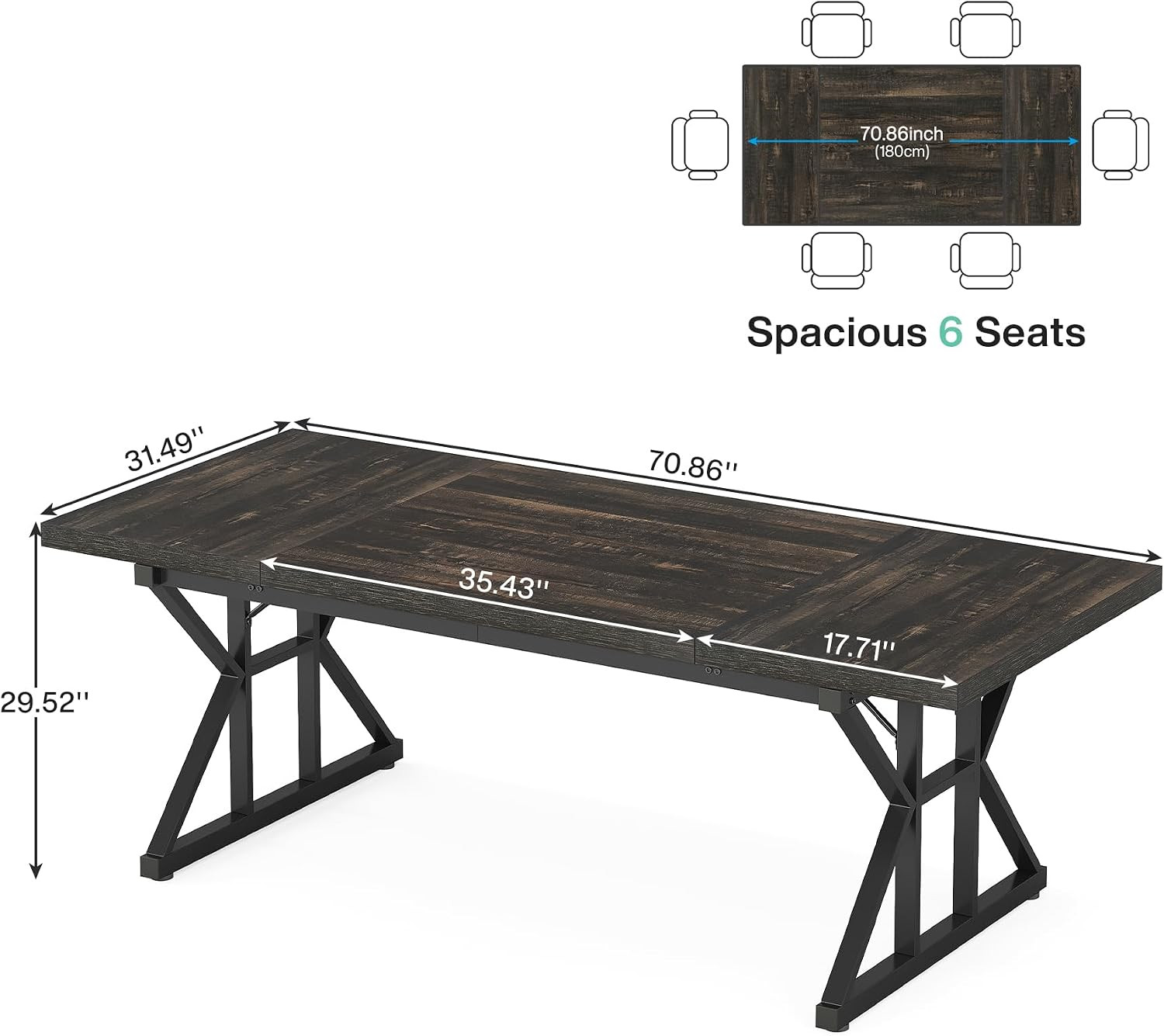 Tribesigns 70.8-Inch Executive Desk, Large Computer Office Desk Workstation, Mod