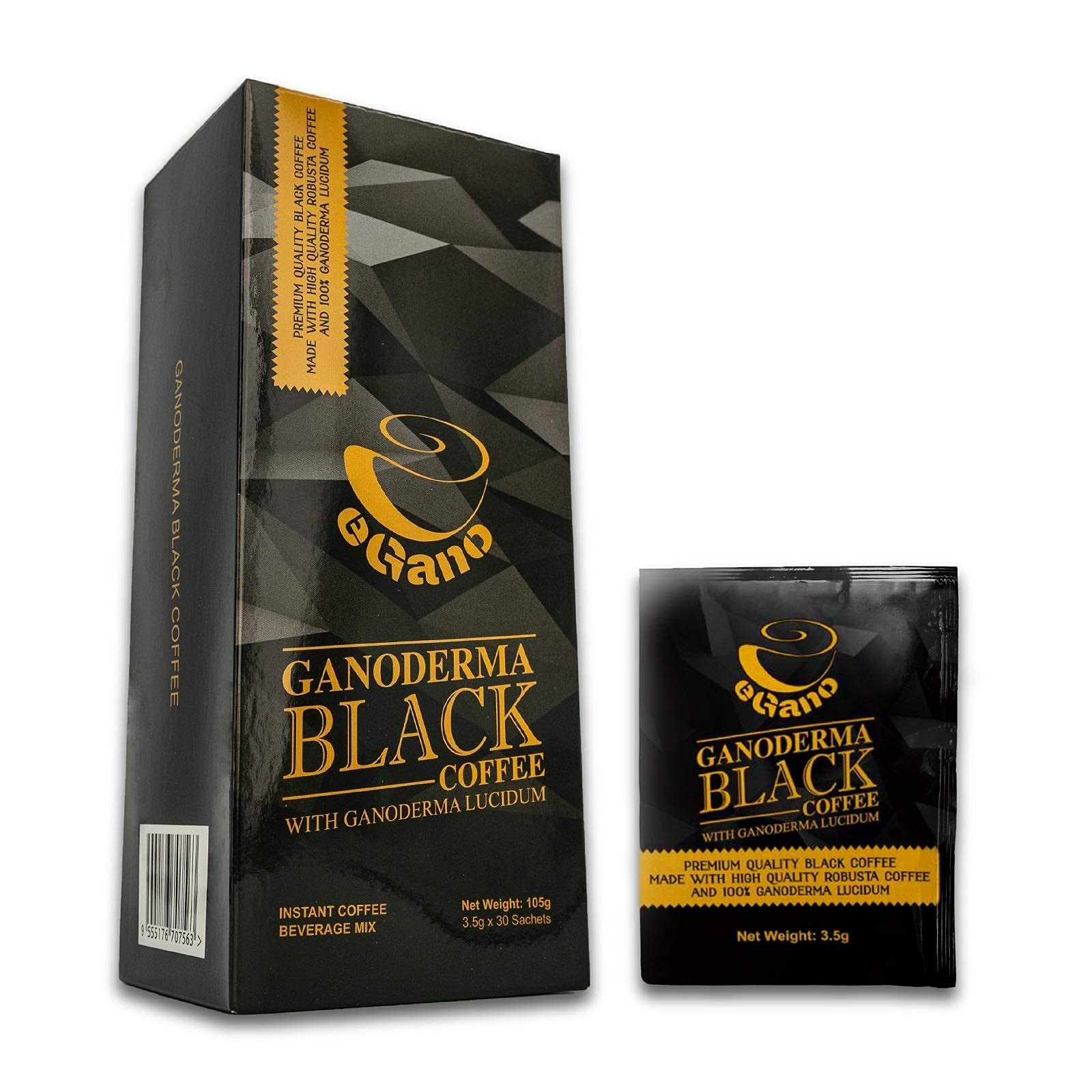 Premium Ganoderma Black Coffee - 3 Boxes, 90 Instant Sachets Total