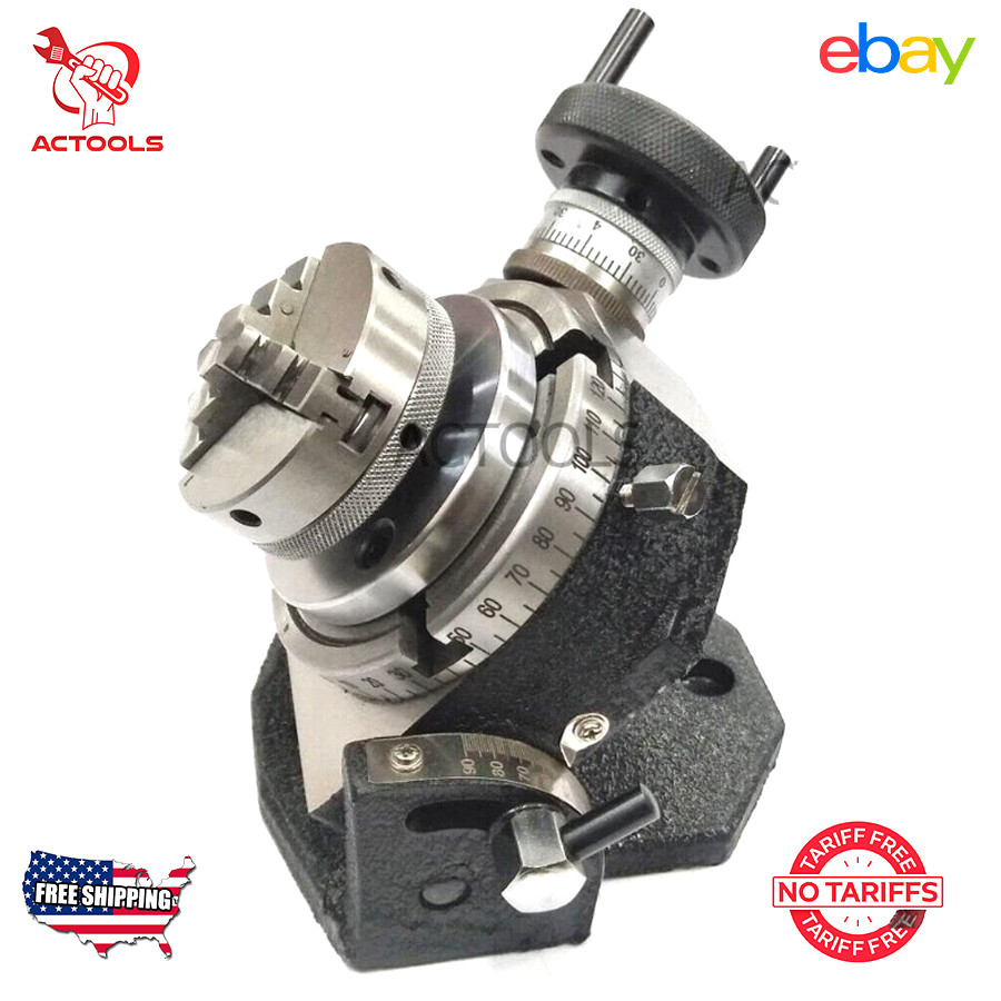 4" Rotary Table 100mm Tilting With 65mm 3 Jaw Mini Lathe Chuck Milling Machine