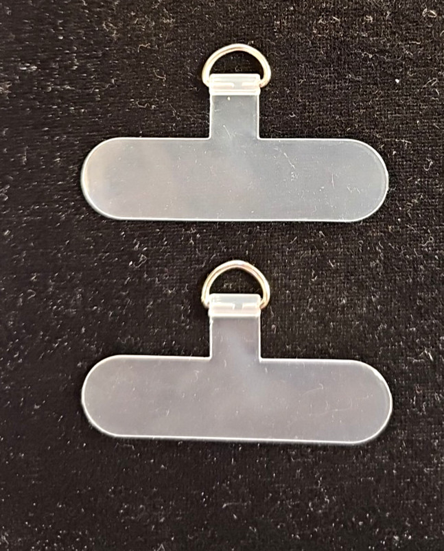 2 X Phone Tether Tabs Phone Lanyard Replacement Clear Patch with Metal Ring