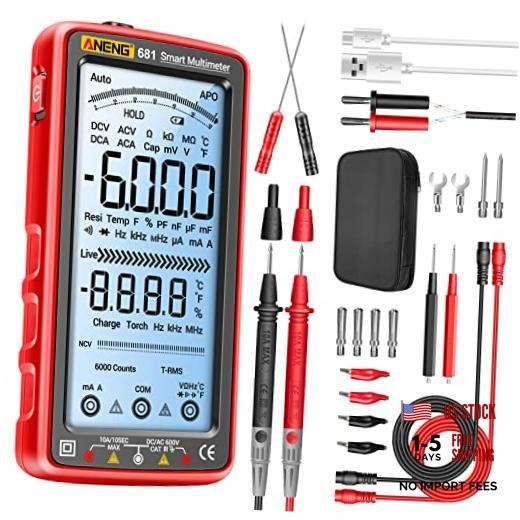 Digital Multimeter, TRMS 6000 Count, Smart, NCV 681 Backlit Screen