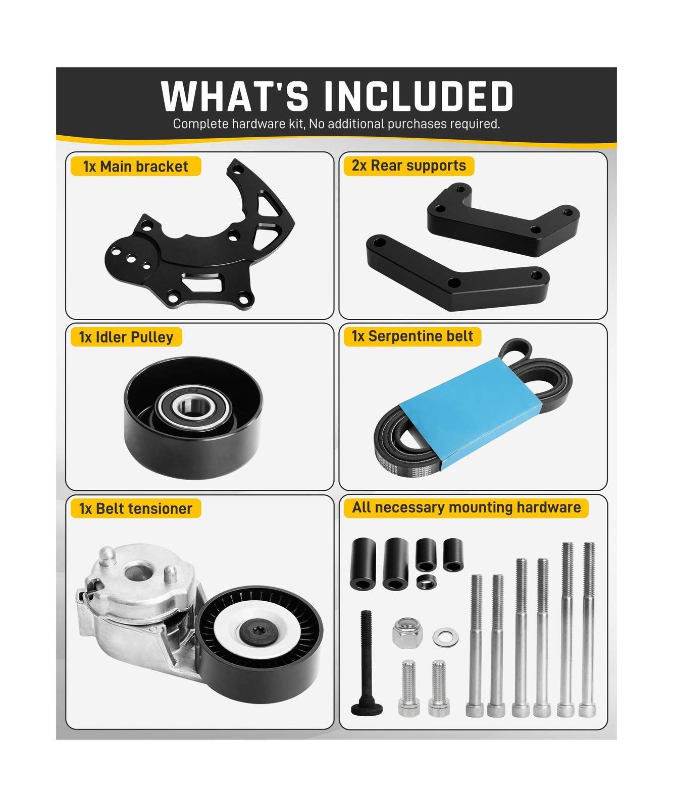 Wyckoff LS Swap R4 AC Compressor Bracket Kit, High Mount A/C Brackets Compati...