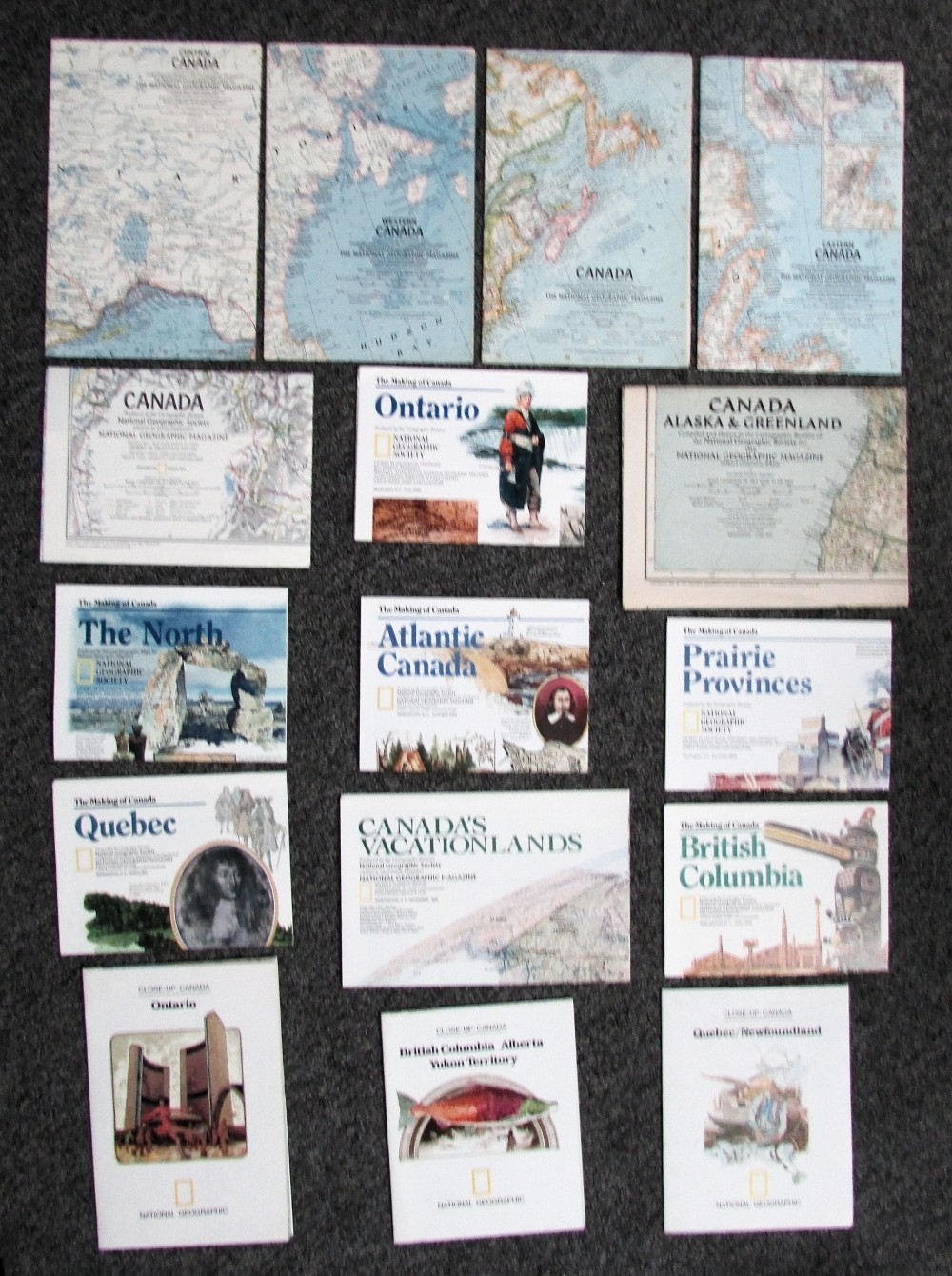 NATIONAL GEOGRAPHIC MAPS LOT OF 16 CANADA 1947 - 1997