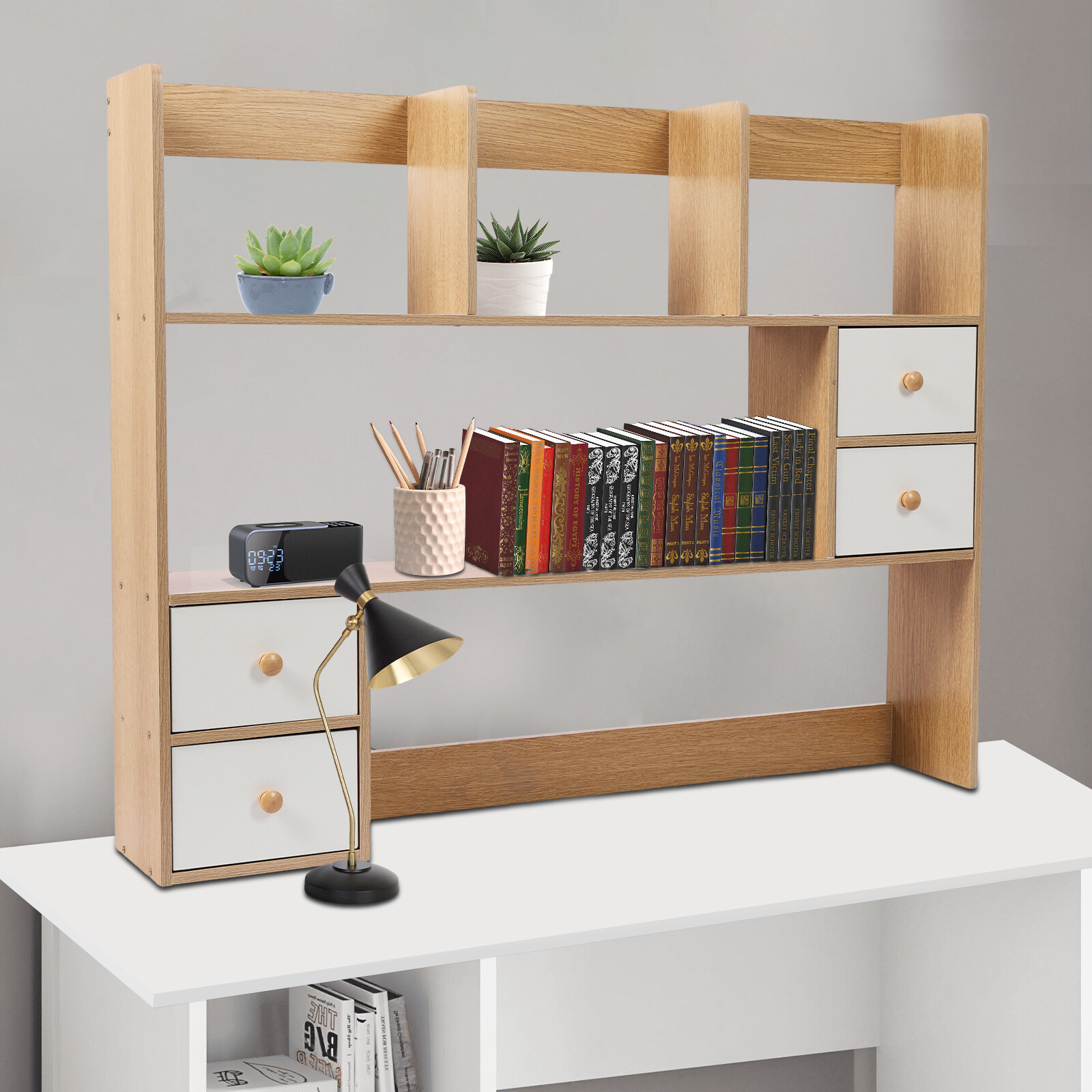 Storage Rack Desktop Storage Rack Desk Bookshelf Organizer Self Home/Office