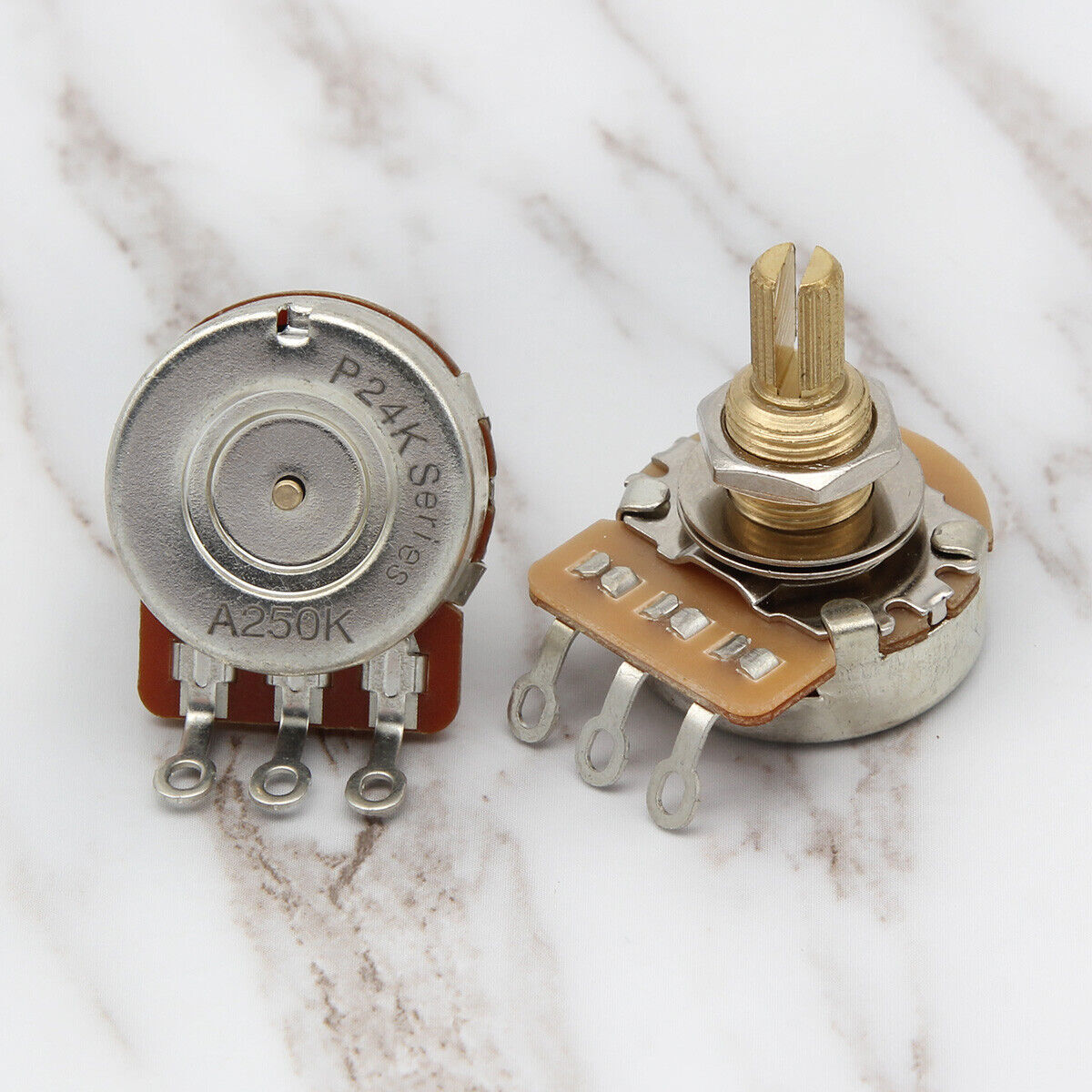 FLEOR 2pcs Pots Guitar Potentiometers Full Size Brass Short Shaft A250K