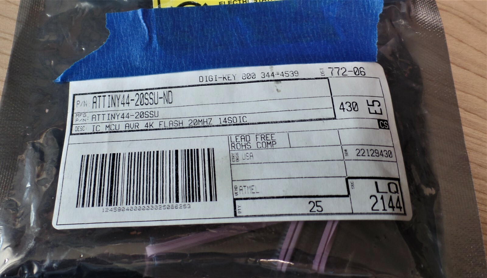 Lot of 10 - NOS - Microhip - AVR - ATTiny44-20SSU Microcontroller - Not PRC