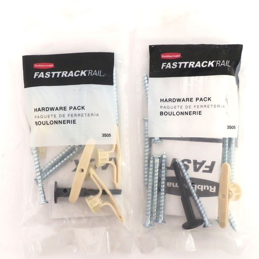 Rubbermaid, 3S05, FastTrack Rail, 2 Hardware Packs Screws & Anchors for 48" Rail