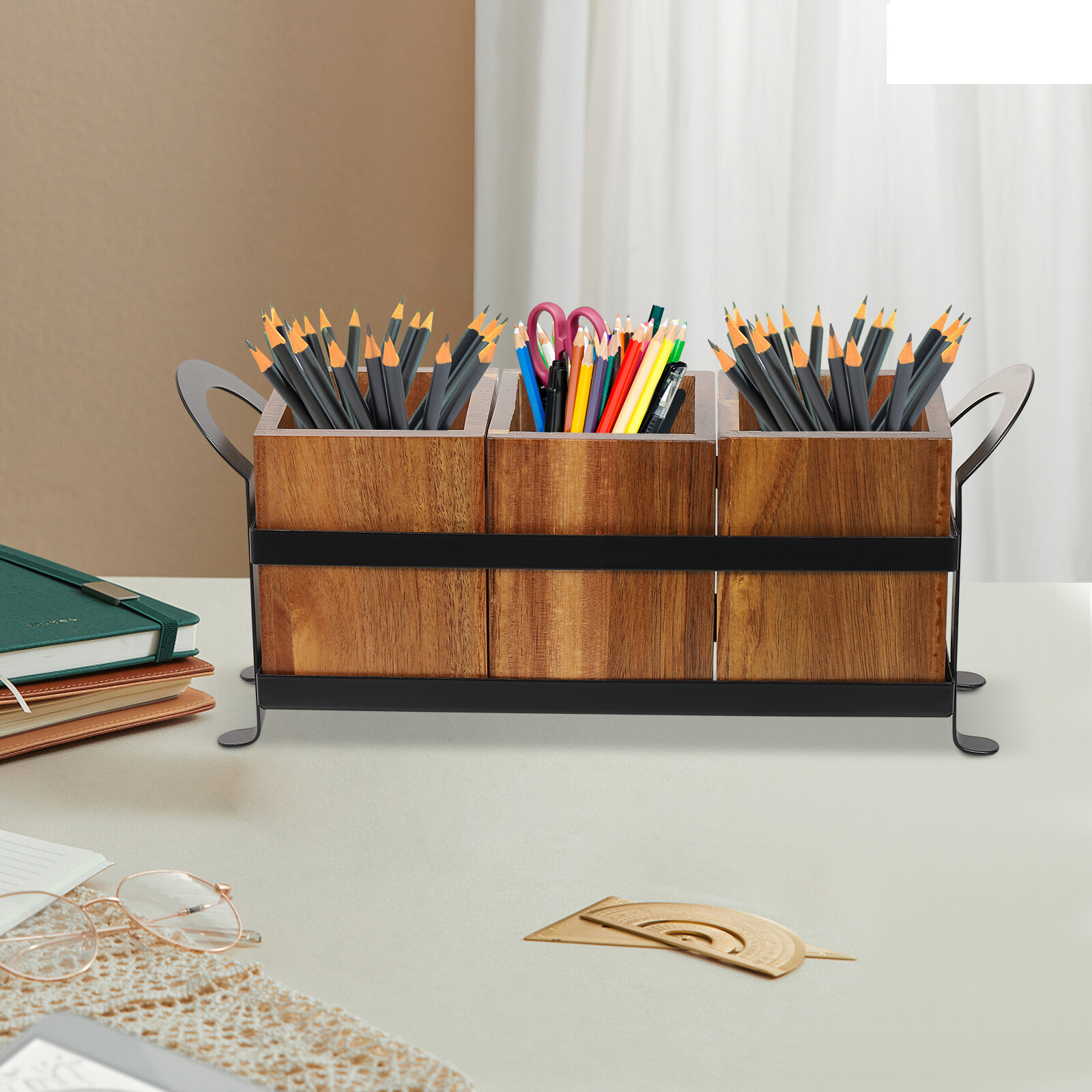 Utensil Cutlery Holder Wooden Utensil Organizer Rustic Kitchen Utensil Organizer