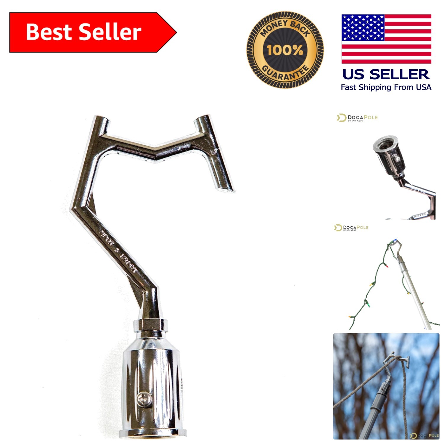 DOCA  Boat Hook - Durable Lightweight Tool for Christmas Light Hanging