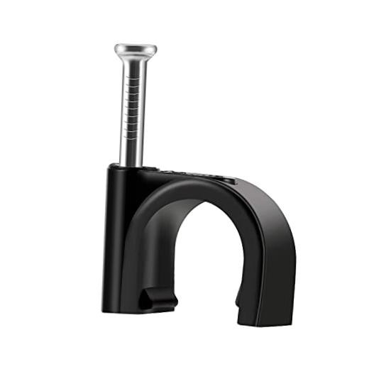 Cable Clips Black with Steel Nails 10mm Wire Clips to Wall, Black 0.39in/10mm