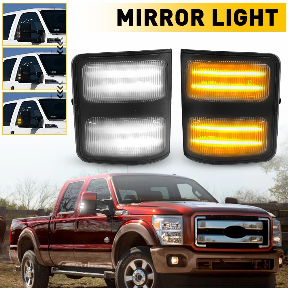 Switchback LED Tow Side Mirror Signal Lights For 08-16 Ford F250 F350 Super Duty