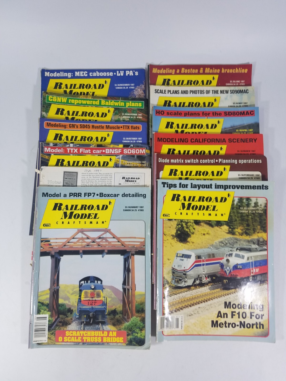 1997 Complete Year of Railroad Model Craftsman Magazine 12 Issues Jan - December