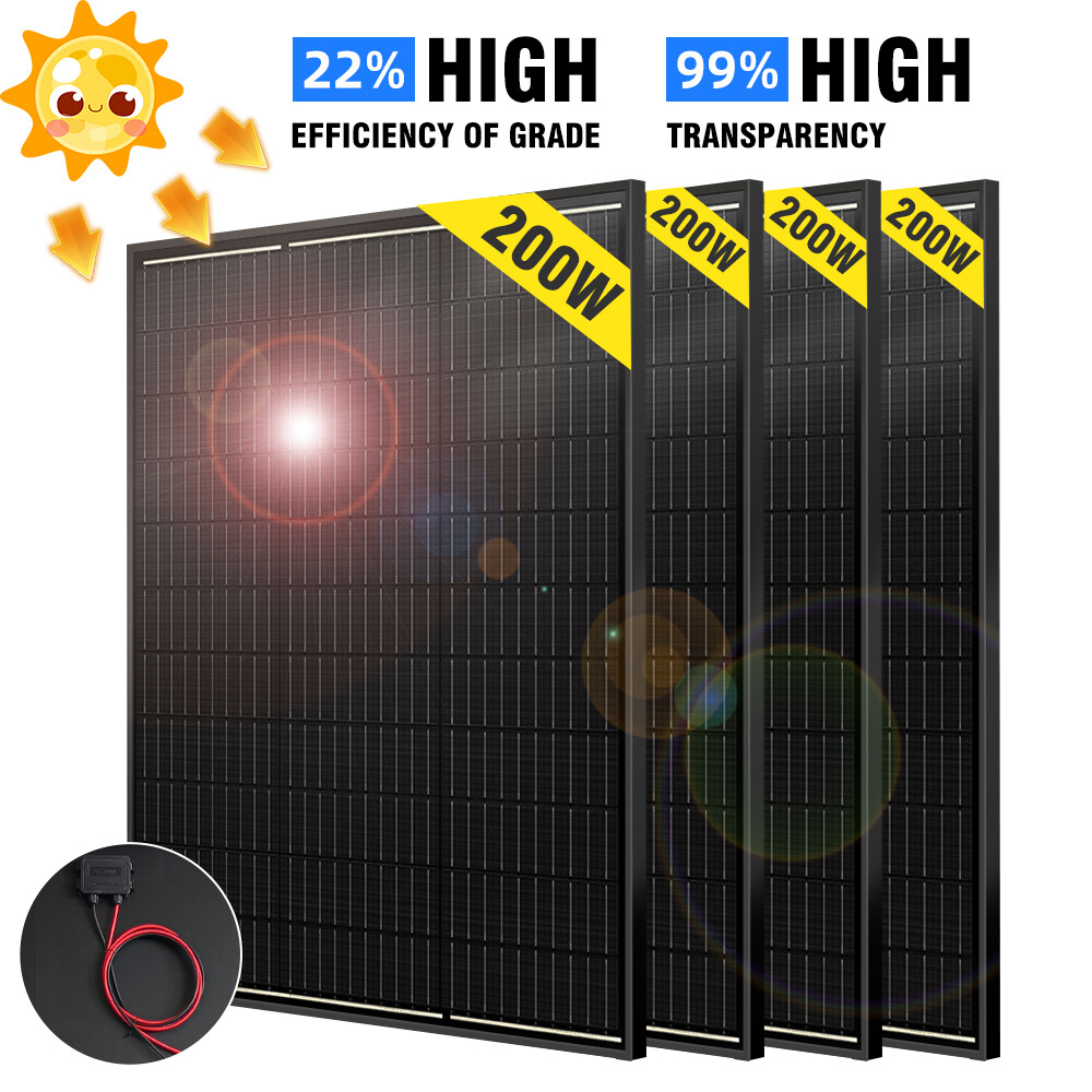 1-4PCS 200W Mono Solar Panel Kit Battery Charger For Caravan Boat RV Off-Grid